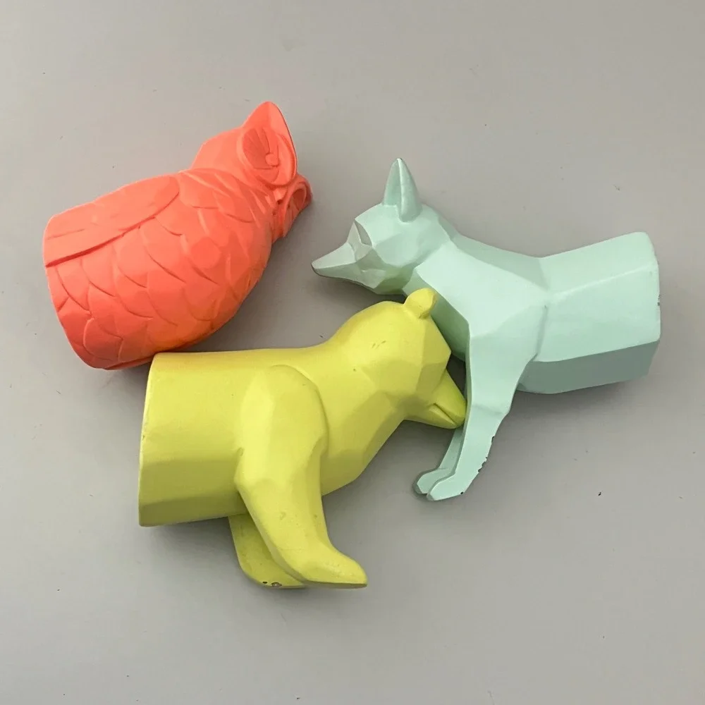 Unbranded Origami Animal Wall Hooks Set of 3 OS Multicolor Fox Bear Owl Decor